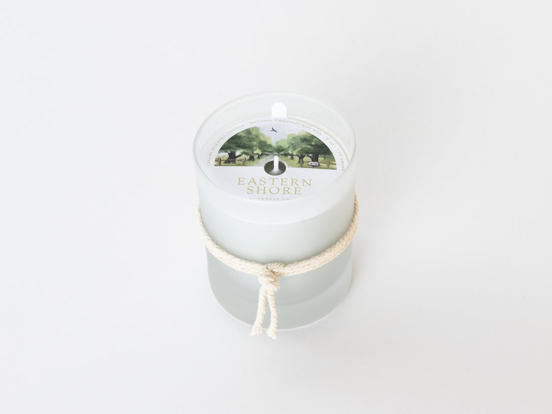 A Sunday Drive, Scented candle, coconut soy wax, coastal candle, eastern shore, Chesapeake Bay, luxury candle, hand-poured, Maryland, Virginia, candle gift, coastal gift, Spring candle scents, spring scents, floral candle, floral scents, Sunday Drive, spring blossoms, sweet grass, fresh air, spring air, honeysuckle scent